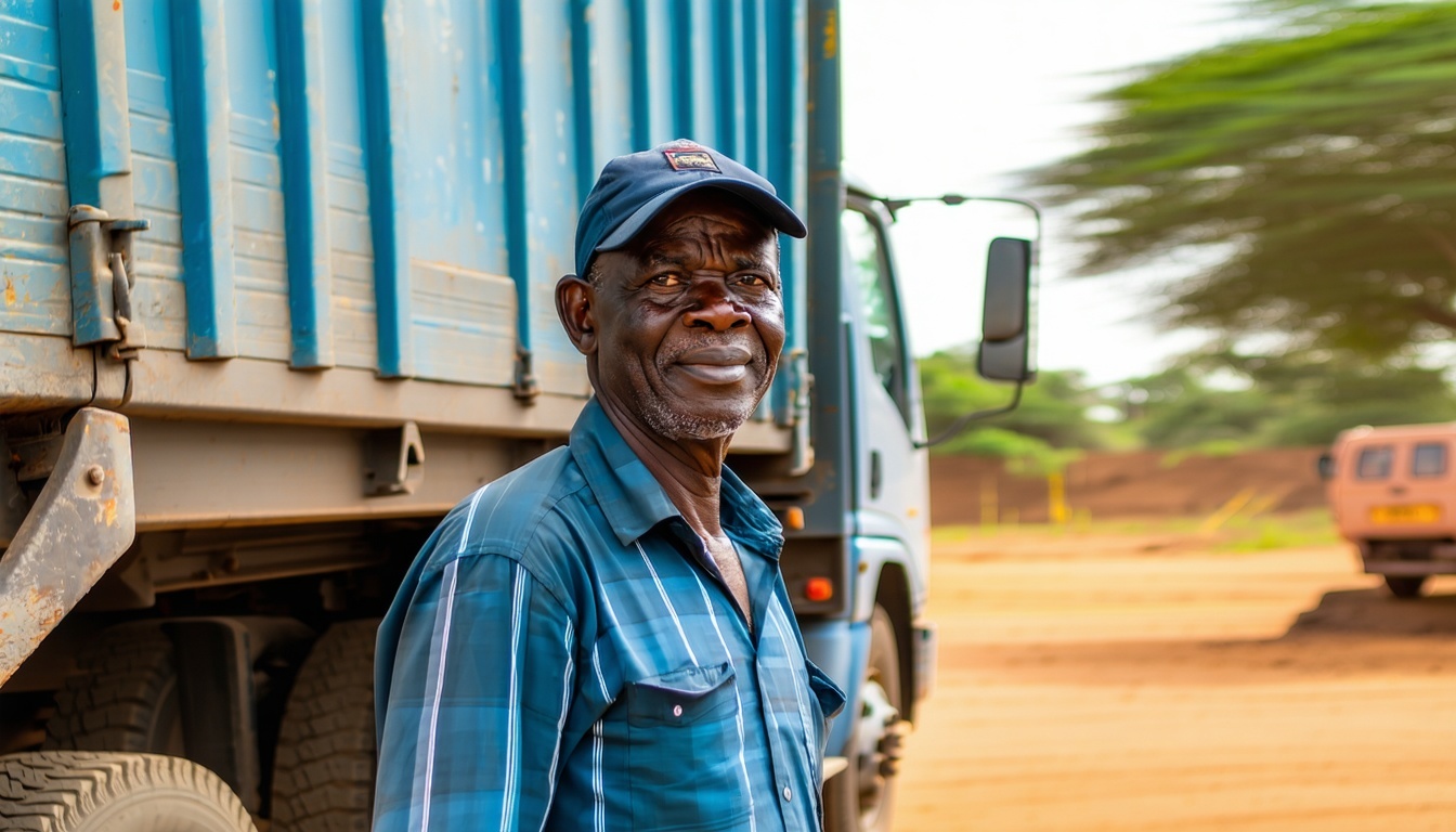 Zambian long haul driver preparing for work